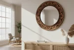 Florencia Veneer Art Mirror – 7 Layer Premium Round Wall Mirror (56×56 cm) - Image 2